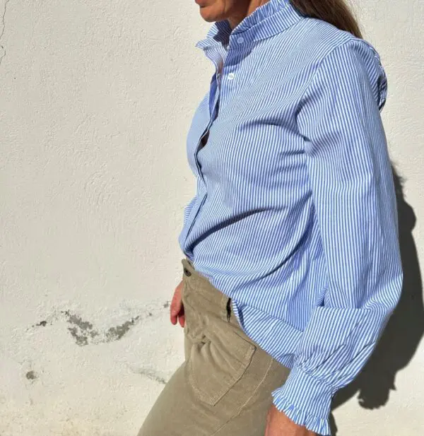 Camisa rayas algodón volantes en cuello y puños (+colores)