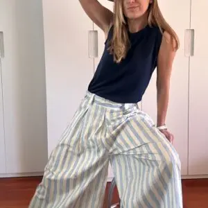 Falda/Pantalón ancho raya azul