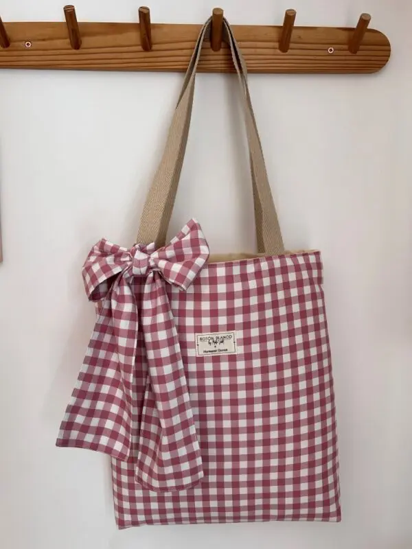 Bolso tote bag lazo estampado vichy