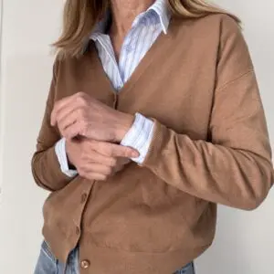 Cárdigan punto fino camel