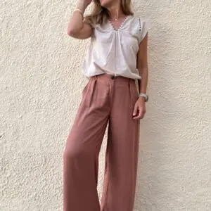 Pantalón viscosa marrón (+talla)