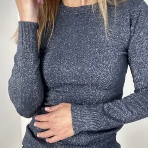 Jersey punto fino lúrex azul