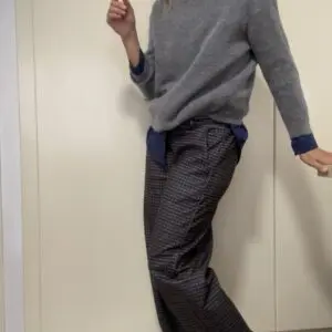 Pantalón cuadros azul pinza tobillero