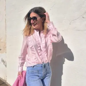 Blusa rosa volantes
