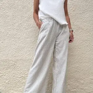 Pantalón recto raya algodón