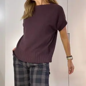 Jersey punto ancho manga corta malva