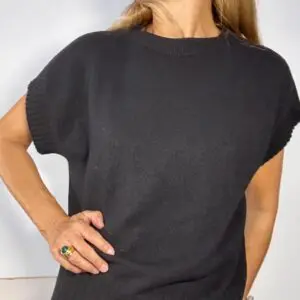 Jersey punto ancho manga corta negro
